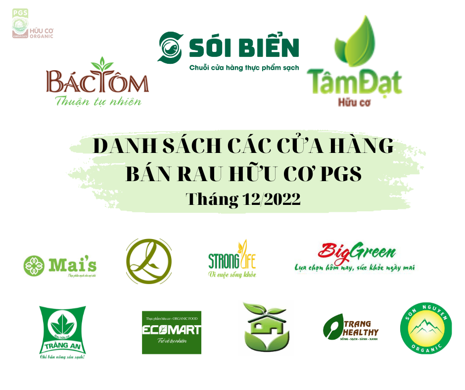Danh sách các cửa hàng bán rau hữu cơ PGS – cập nhật tháng 12/2022